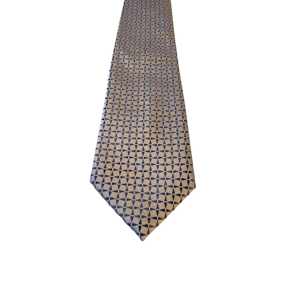 JONES NEW YORK Luxury 100% Silk Tie Men Silver Geometric Necktie Business Attire